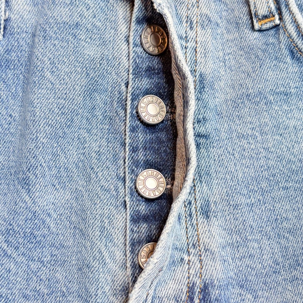 AGOLDE Nico High Rise Straight Leg Jeans Light Wash Distressed Raw Hem Size 25 - Picture 9 of 16